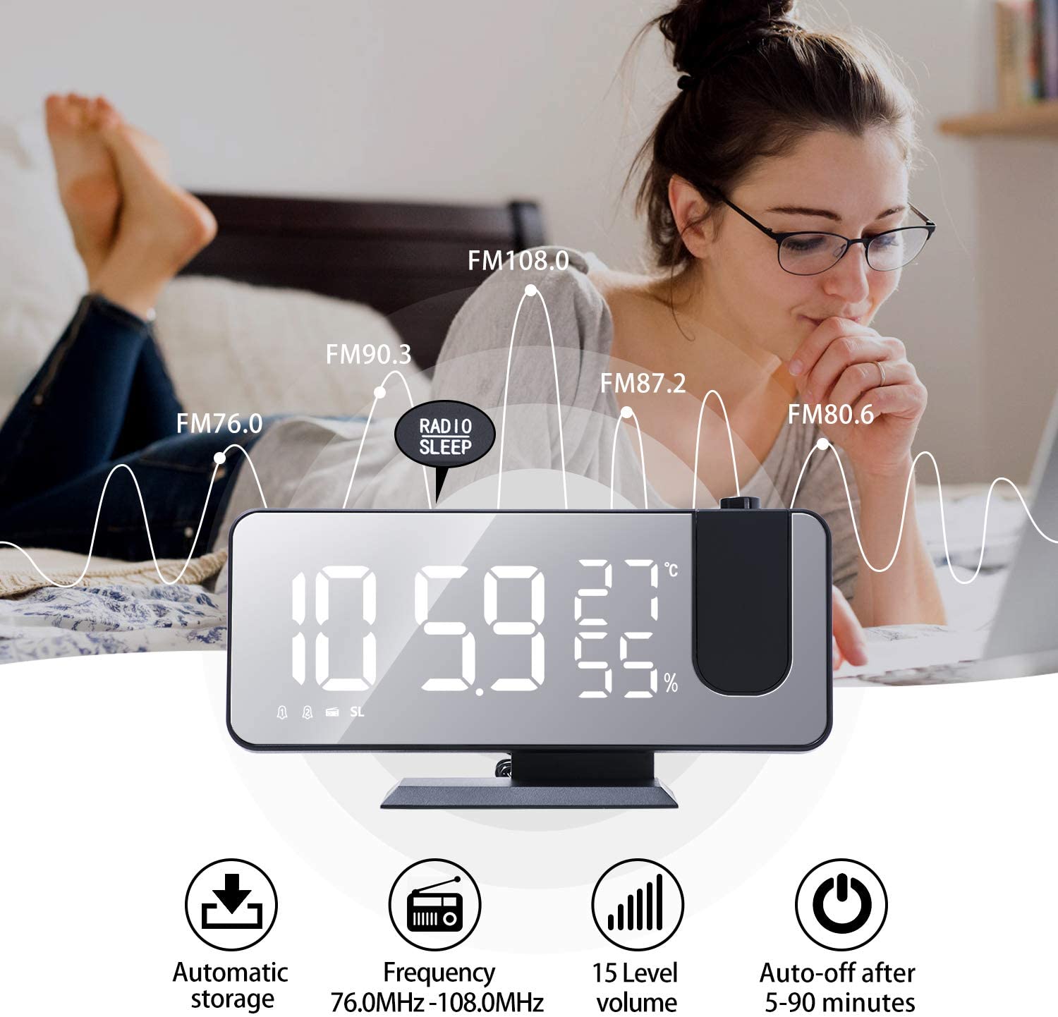 LED Projection Digital Alarm Clock Phone Charger - Gadgetoelectro