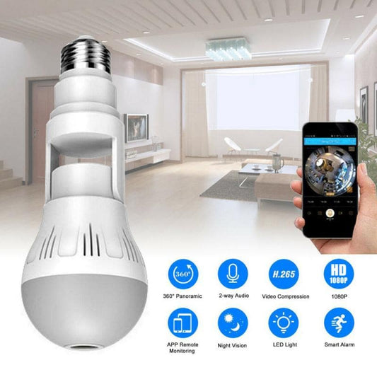 360° Panoramic Hidden Light Bulb Wifi Camera - Gadgetoelectro