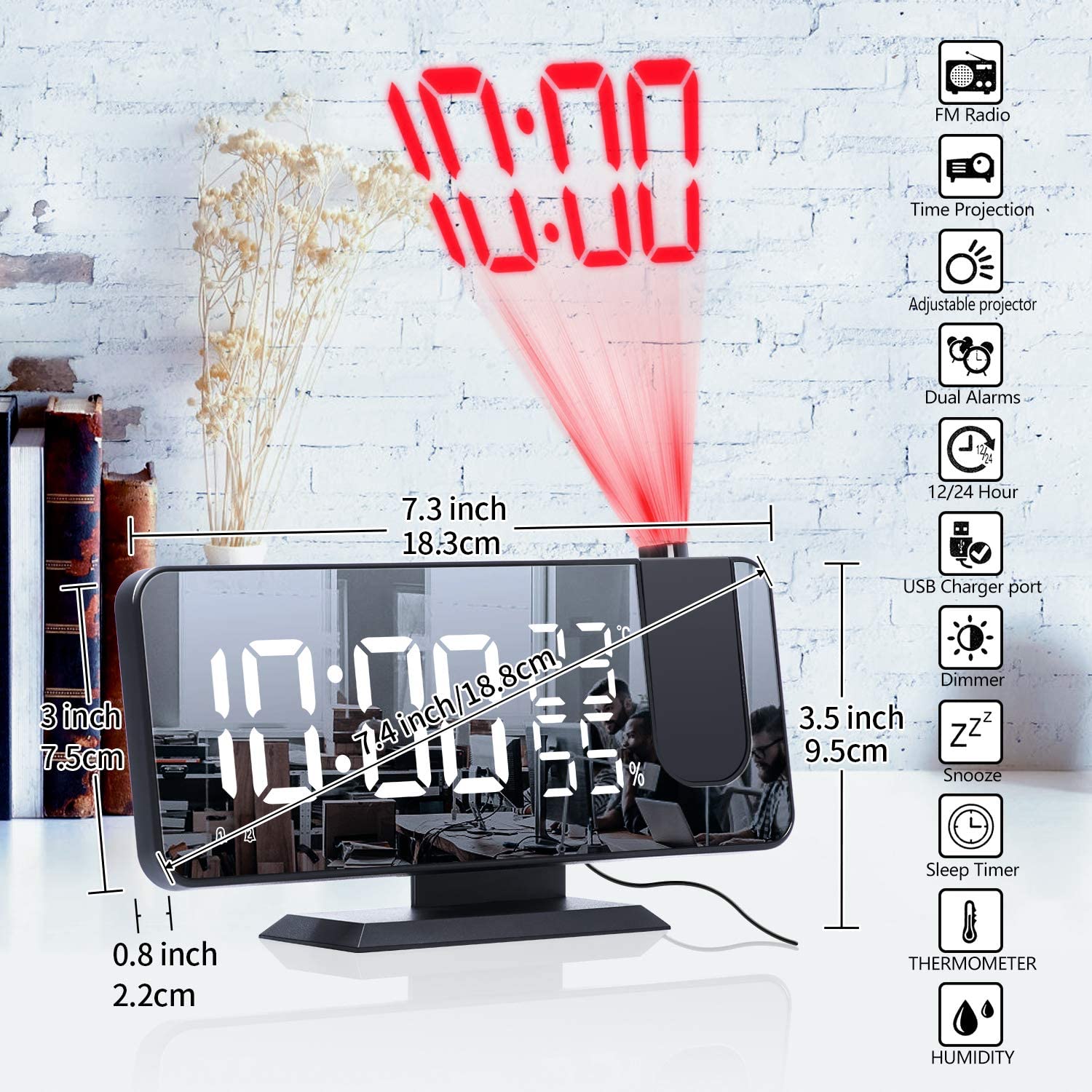 LED Projection Digital Alarm Clock Phone Charger - Gadgetoelectro