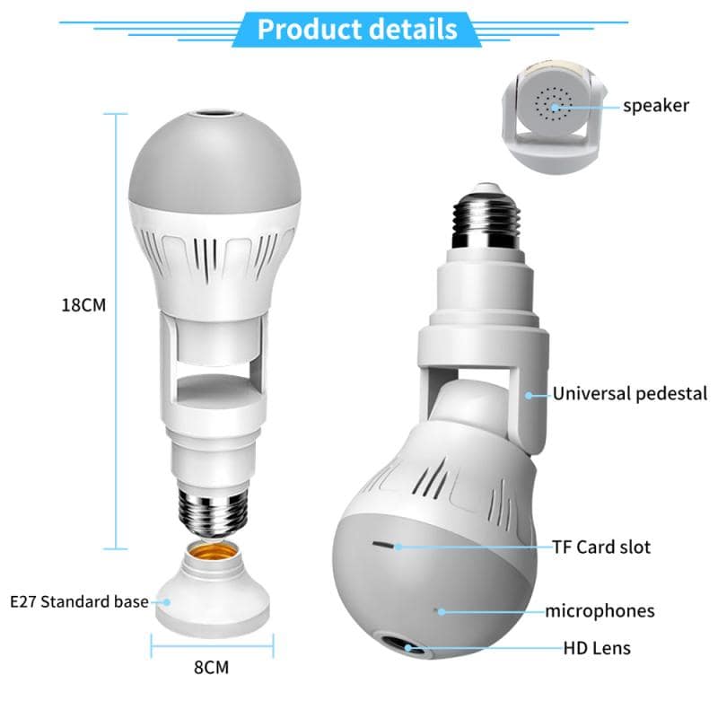360° Panoramic Hidden Light Bulb Wifi Camera - Gadgetoelectro