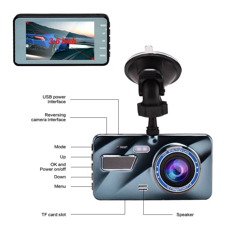 3 in 1 Rear View Dual Camera Full HD Night Vision Car Dash Camera - Gadgetoelectro