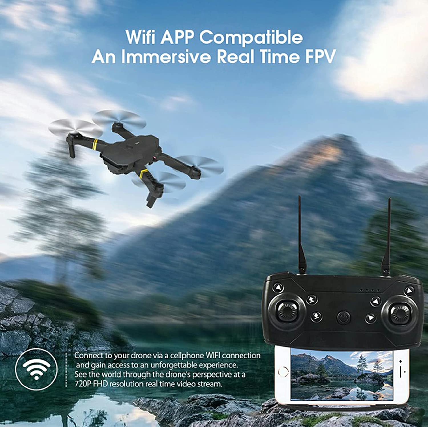 4K HD Dual Camera RC FPV WiFi Portable Wide Angle Foldable Quadcopter Drone - Gadgetoelectro